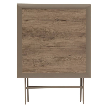 Table extérieure pliante 2 places Azua verre effet bois truffe café Hespéride - Le Dépôt Bailleul