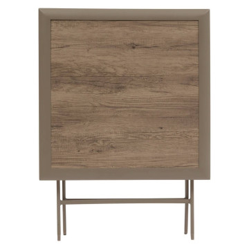 Table extérieure pliante 2 places Azua verre effet bois truffe café Hespéride - Le Dépôt Bailleul