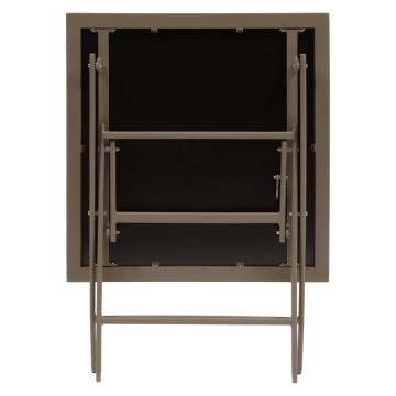 Table extérieure pliante 2 places Azua verre effet bois truffe café Hespéride - Le Dépôt Bailleul