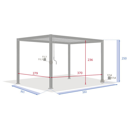 Pergola bioclimatique 4x3 m Evora argile Hespéride - Le Dépôt Bailleul