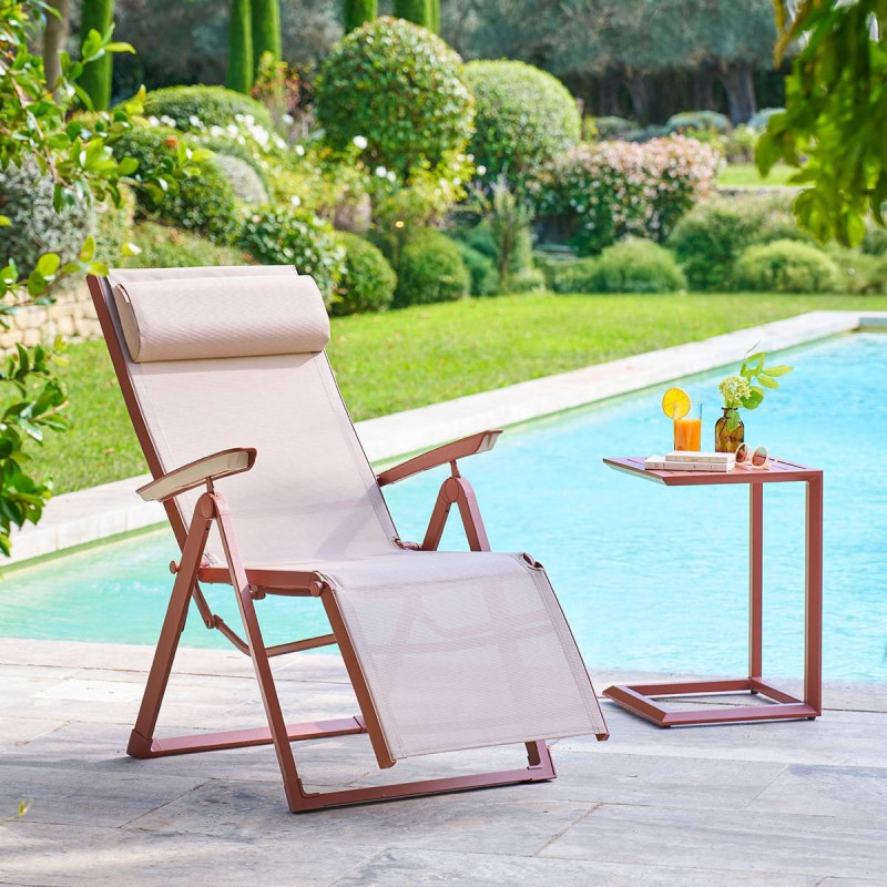 Chaise longue Decima Hespéride lin/acajou  - Le Dépôt Bailleul