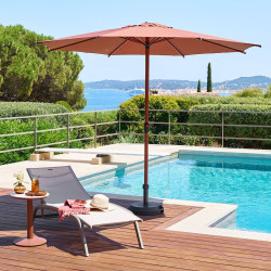 Parasol mat central rond 3m Loompa acajou Hespéride - Le Dépôt Bailleul
