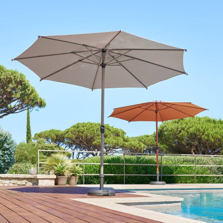 Parasol mat central rond 3m Loompa café Hespéride - Le Dépôt Bailleul