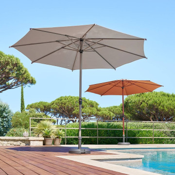 Parasol mat central rond 3m Loompa café Hespéride - Le Dépôt Bailleul