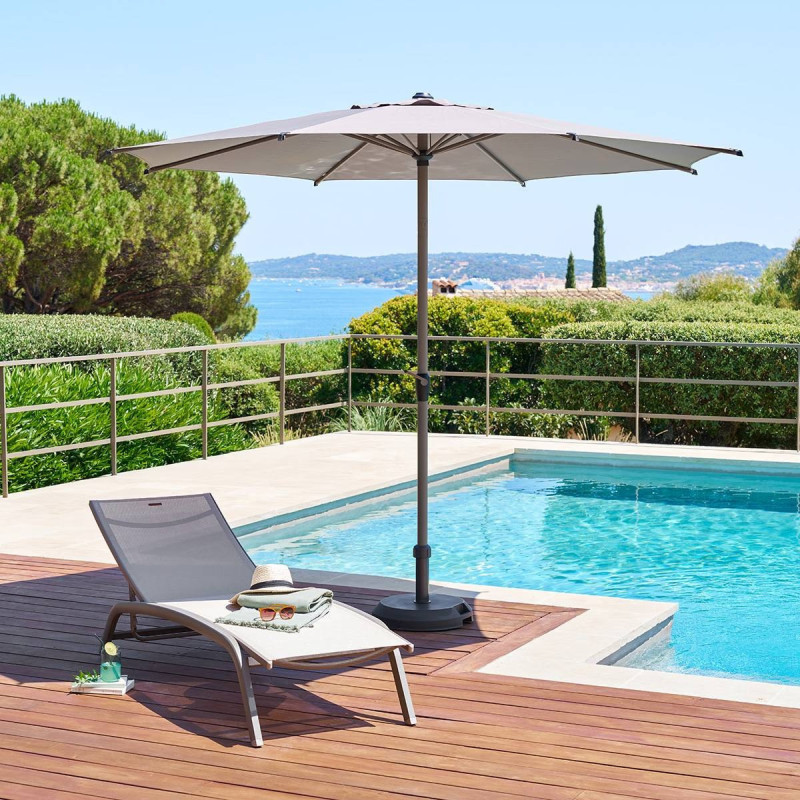 Parasol mat central rond 3m Loompa café Hespéride - Le Dépôt Bailleul