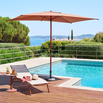 Parasol mat central 2x3 m Loompa acajou Hespéride - Le Dépôt Bailleul