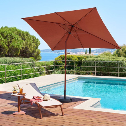 Parasol mat central 2x3 m Loompa acajou Hespéride - Le Dépôt Bailleul