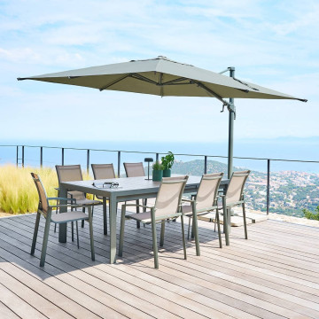 Parasol décentré Melhia 3x3 m oléfine vert laurier Hespéride - Le Dépôt Bailleul