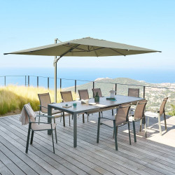 Parasol décentré Melhia 4x3 m oléfine vert laurier Hespéride - Le Dépôt Bailleul