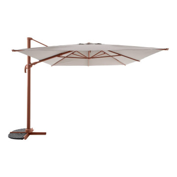 Parasol décentré Melhia 4x3 m oléfine lin/acajou Hespéride - Le Dépôt Bailleul
