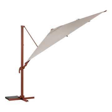 Parasol décentré Melhia 4x3 m oléfine lin/acajou Hespéride - Le Dépôt Bailleul