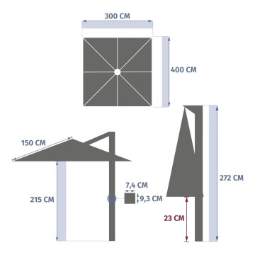 Parasol décentré Melhia 3x4 m inversé oléfine lin/argile Hespéride - Le Dépôt Bailleul