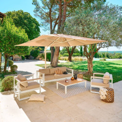 Parasol décentré Melhia 4x3 m oléfine argile/lin Hespéride - Le Dépôt Bailleul