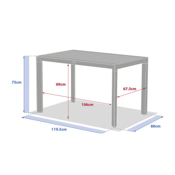 Table fixe rectangulaire 4p Evasion lin/laurier Hespéride - Le Dépôt Bailleul