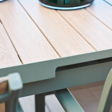 Table extensible 10p Evasion effet bois lin / laurier Hespéride - Le Dépôt Bailleul