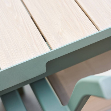 Table extensible 10p Evasion effet bois lin / laurier Hespéride - Le Dépôt Bailleul