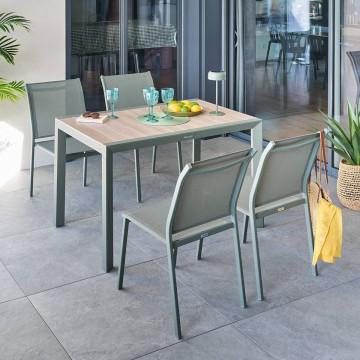 Table fixe rectangulaire 4p Evasion lin/laurier Hespéride - Le Dépôt Bailleul