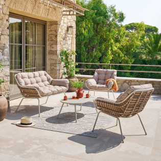 Salon de jardin 4 places Paopao argile Hespéride - Le Dépôt Bailleul
