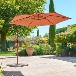 Parasol décentré rond Manoa acajou Hespéride - Le Dépôt Bailleul