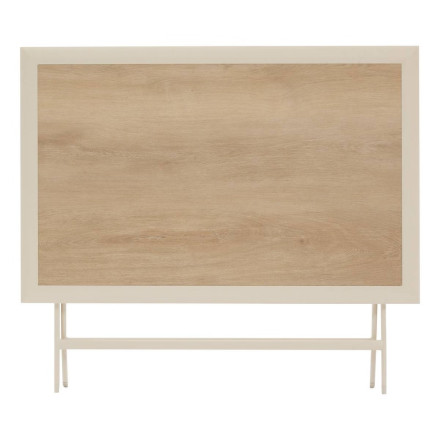 Table extérieure pliante 4 places Azua verre effet bois épeautre argile Hespéride - Le Dépôt Bailleul