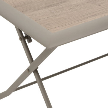 Table extérieure pliante 6 places Azua verre effet bois truffe café Hespéride - Le Dépôt Bailleul