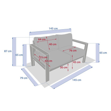 Canapé 2 places Evasion aluminium argile Hespéride - Le Dépôt Bailleul