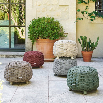 Pouf extérieur maille tressée Obbae graphite Hespéride - Le Dépôt Bailleul
