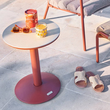 Table d'appoint D40 pierre frittée Soletia acajou Hespéride - Le Dépôt Bailleul