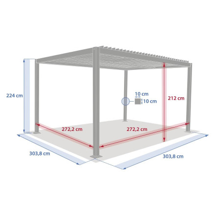 Pergola bioclimatique 3 x 3 m Evonis aluminium et acier Hespéride - Le Dépôt Bailleul