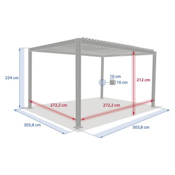 Pergola bioclimatique 3 x 3 m Evonis aluminium et acier Hespéride - Le Dépôt Bailleul