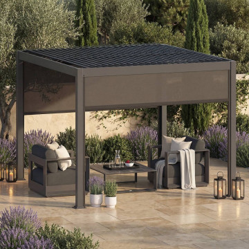 Pergola bioclimatique 3 x 3 m Evonis aluminium et acier Hespéride - Le Dépôt Bailleul