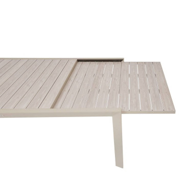 Table extensible 12p Evasion effet bois lin / argile Hespéride - Le Dépôt Bailleul