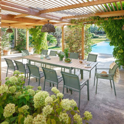 Table extensible 12p Evasion effet bois lin / laurier Hespéride - Le Dépôt Bailleul