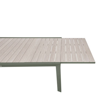 Table extensible 12p Evasion effet bois lin / laurier Hespéride - Le Dépôt Bailleul