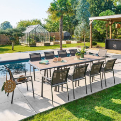 Table extensible 10p Pavane effet bois truffe / graphite Hespéride - Le Dépôt Bailleul