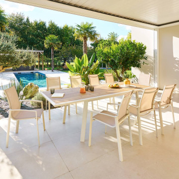 Table extensible 10p Pavane effet bois malt / argile Hespéride - Le Dépôt Bailleul