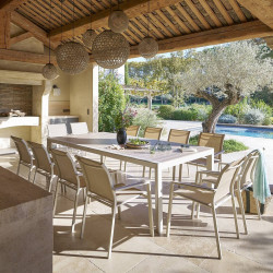 Table fixe 12p Evasion effet bois lin / argile Hespéride - Le Dépôt Bailleul