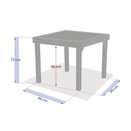 Table extérieure extensible 8 places Piazza verre imprimé truffe café Hespéride - Le Dépôt Bailleul