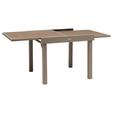 Table extérieure extensible 8 places Piazza verre imprimé truffe café Hespéride - Le Dépôt Bailleul