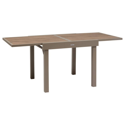 Table extérieure extensible 8 places Piazza verre imprimé truffe café Hespéride - Le Dépôt Bailleul