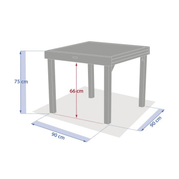 Table extérieure extensible 8 places Piazza verre imprimé épeautre argile Hespéride - Le Dépôt Bailleul