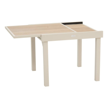 Table extérieure extensible 8 places Piazza verre imprimé épeautre argile Hespéride - Le Dépôt Bailleul