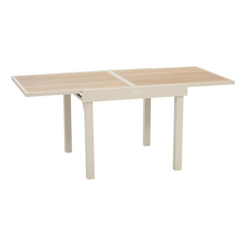 Table extérieure extensible 8 places Piazza verre imprimé épeautre argile Hespéride - Le Dépôt Bailleul