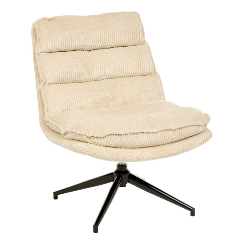 Fauteuil bas pivotant Harper côtelé beige Atmosphera  - Le Dépôt Bailleul