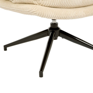 Fauteuil bas pivotant Harper côtelé beige Atmosphera  - Le Dépôt Bailleul