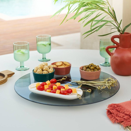 Plateau D45 tournant rond en verre trempé fumé Hespéride - Le Dépôt Bailleul