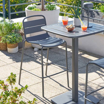 Chaise haute de bar Alegoria acier graphite Hespéride  - Le Dépôt Bailleul