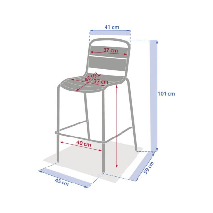 Chaise haute de bar Alegoria acier graphite Hespéride  - Le Dépôt Bailleul