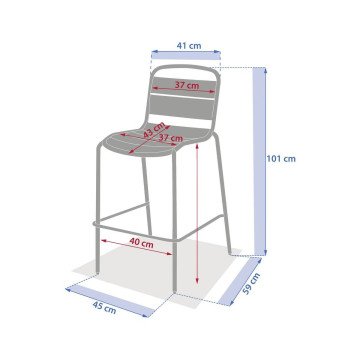 Chaise haute de bar Alegoria acier graphite Hespéride  - Le Dépôt Bailleul