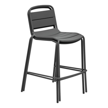 Chaise haute de bar Alegoria acier graphite Hespéride  - Le Dépôt Bailleul